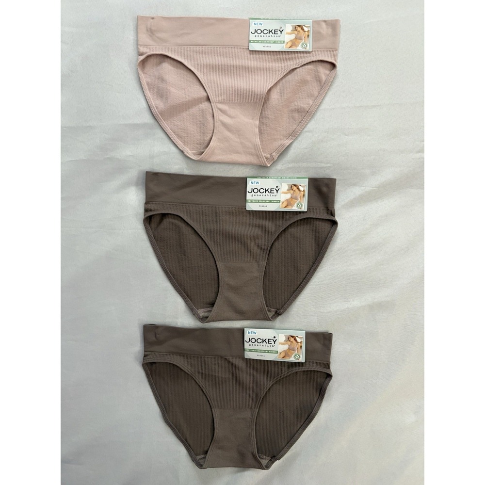 NEW Jockey Generation Seamfree Ribbed Bikini Panty Women's Size Small 3 Pair